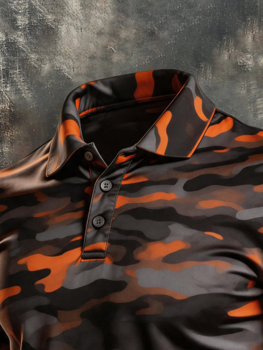Men's Retro Color-Block Long-Sleeve Polo Shirt