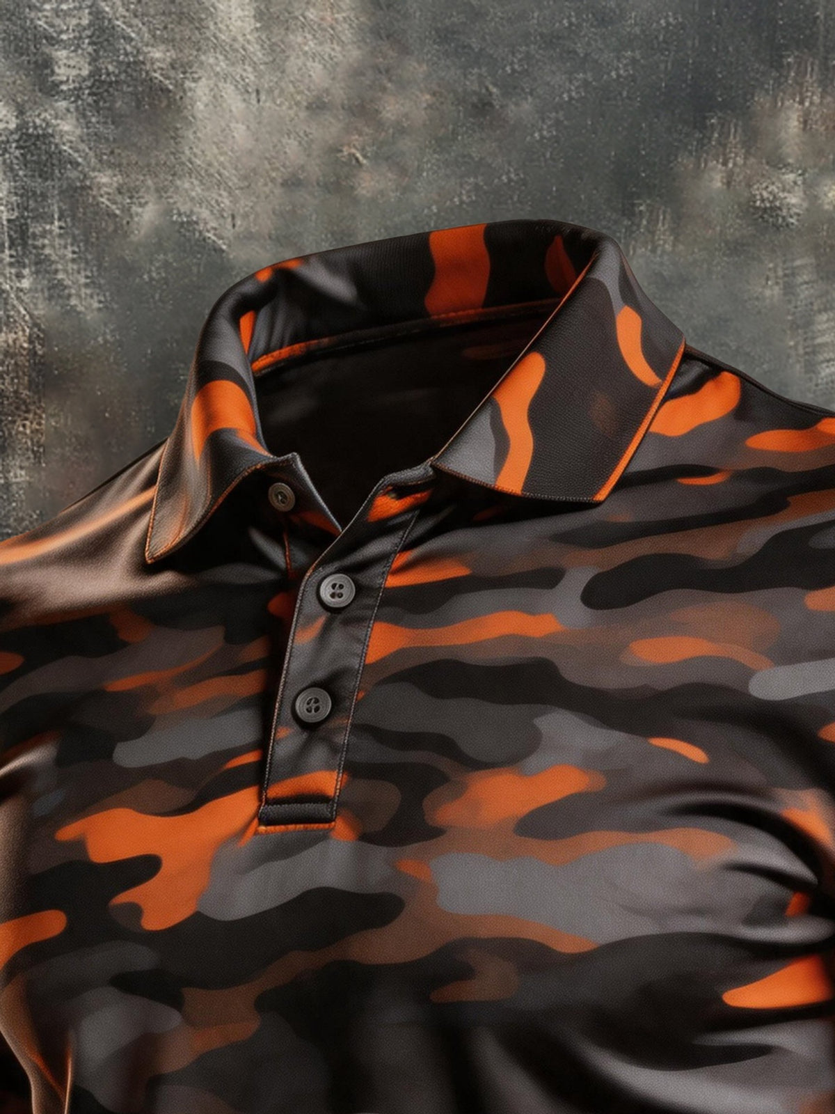 Men's Retro Color-Block Long-Sleeve Polo Shirt