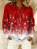 Women's Christmas Casual Collared Knit Cardigan