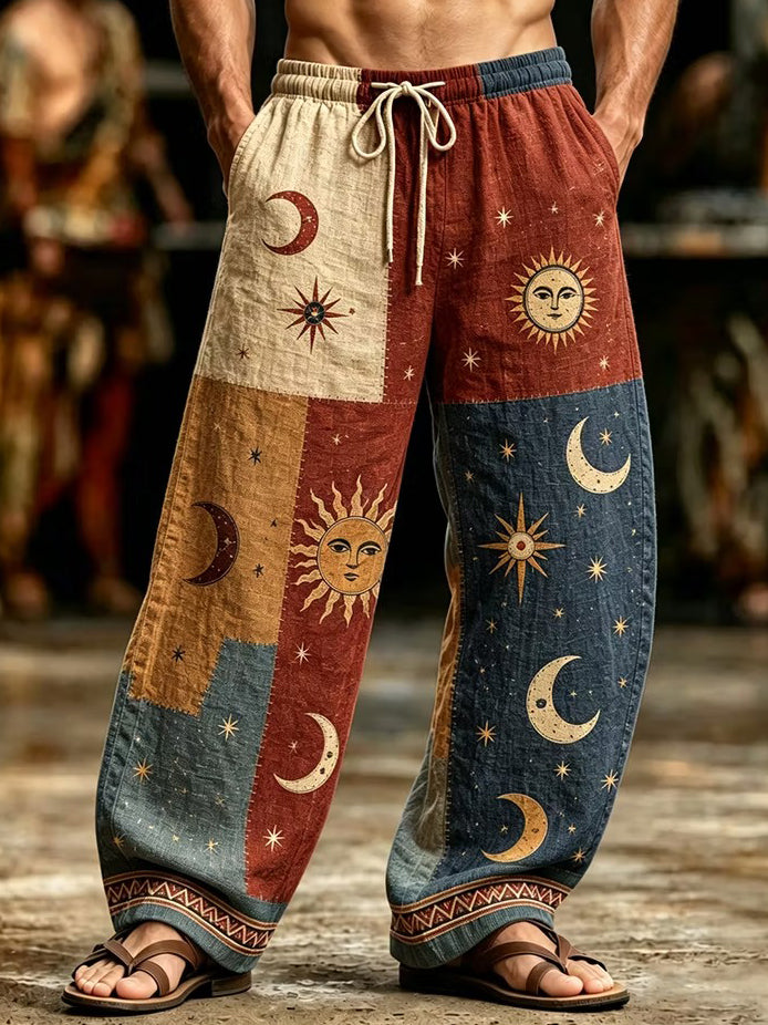 Men's Boho Celestial Elements Print Pants