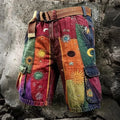 Men's Rustic Stone Wall Sun Moon Star Print Cargo Shorts