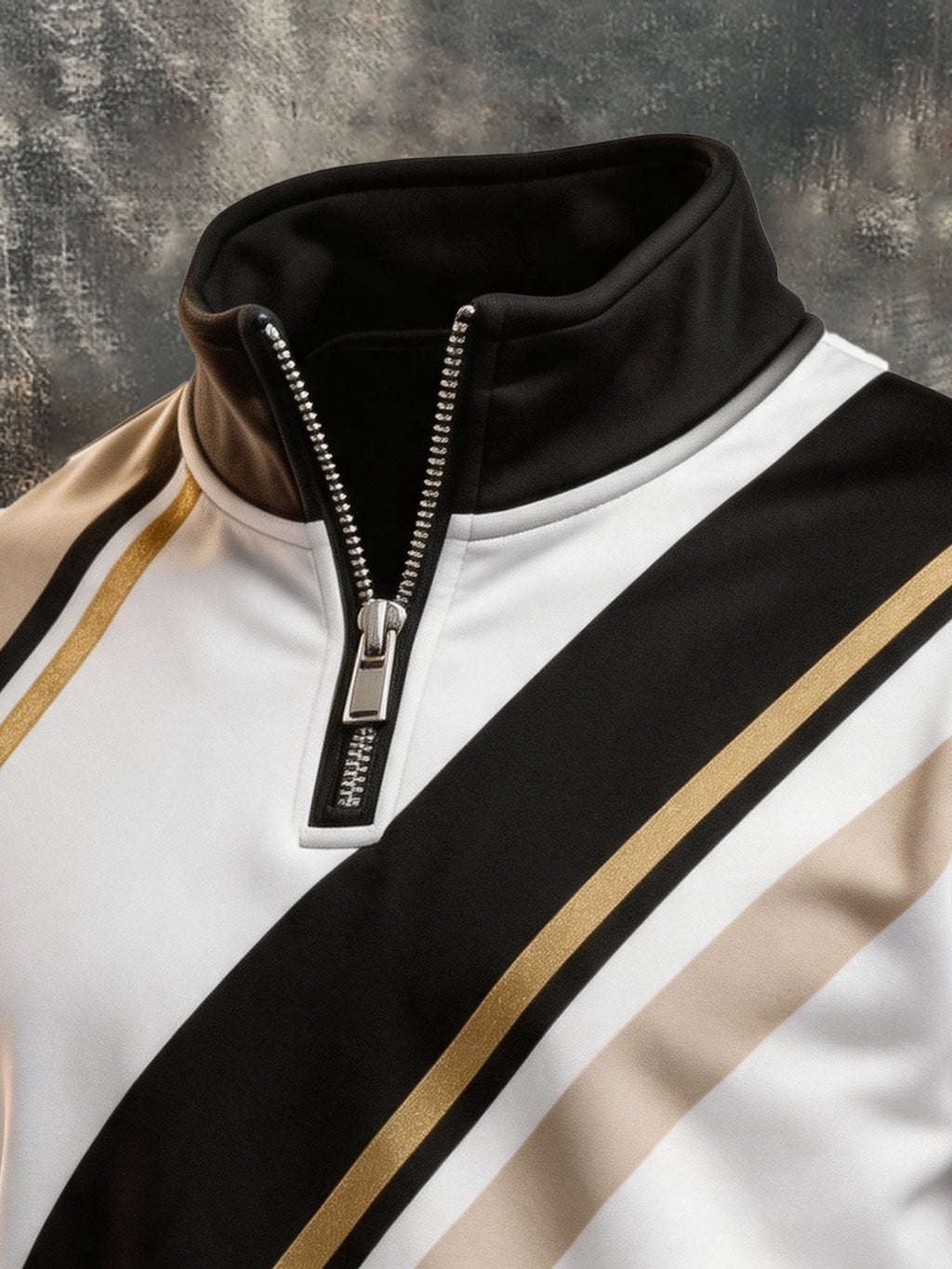 Men's Retro Color-Block Half-Zip Sweatshirt with Pockets