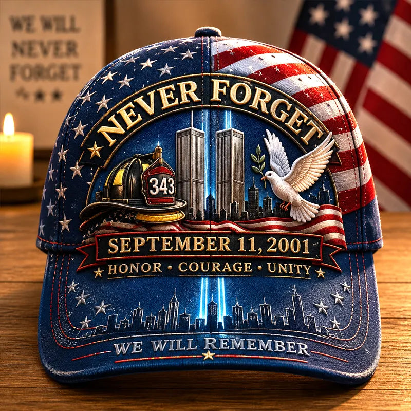 9/11 Memorial First Responders Never Forget Print Baseball Cap