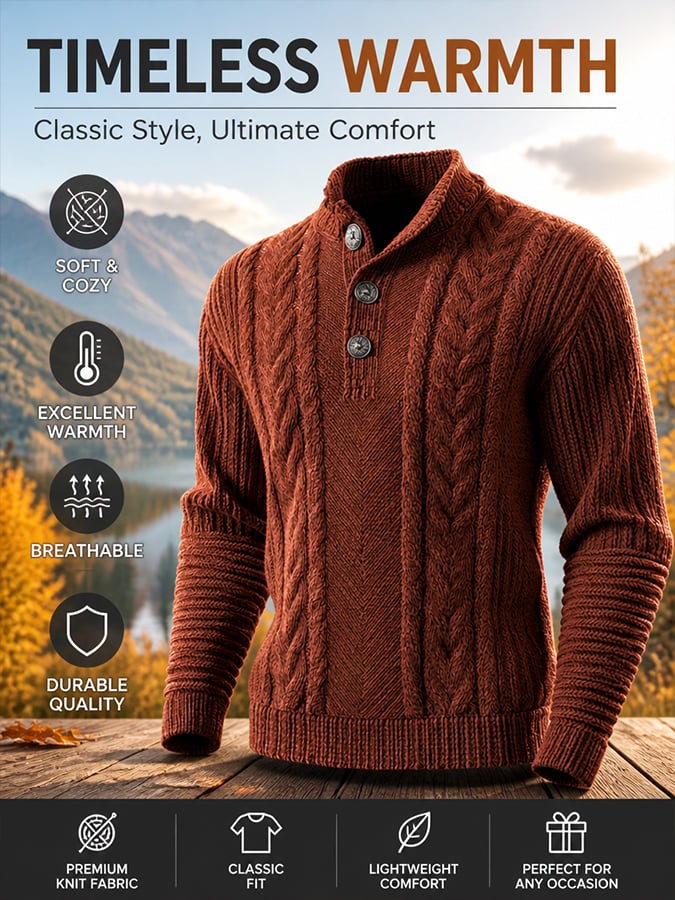 Men’s Vintage-Style Comfortable Knitted Sweater/Sweatshirt
