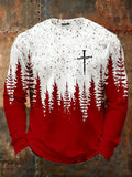 Men's Christmas Faith Printed  Waffle Fabric Long Sleeve T-Shirt