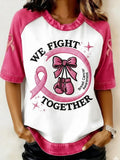 Women'S Casual T-Shirt With Breast Cancer Awareness Print