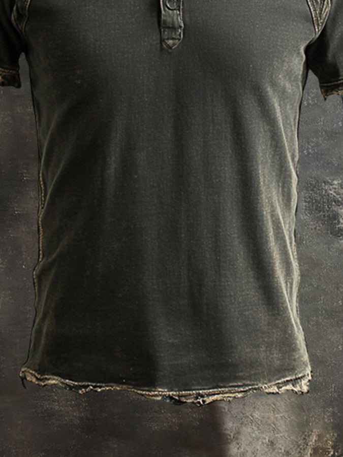 Men's Vintage Washed Distressed Short Sleeve T-Shirt