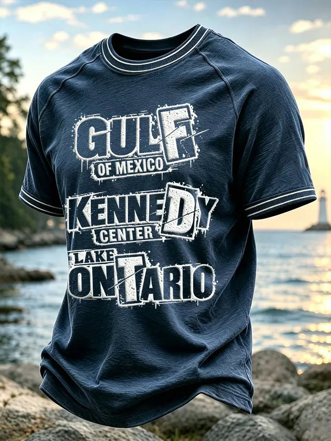 Men‘s’ Retro Lake Ontario Est 1615 Fdt Print T-shirt