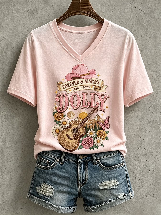Women's Country Music Legend Tribute Print Casual T-shirt