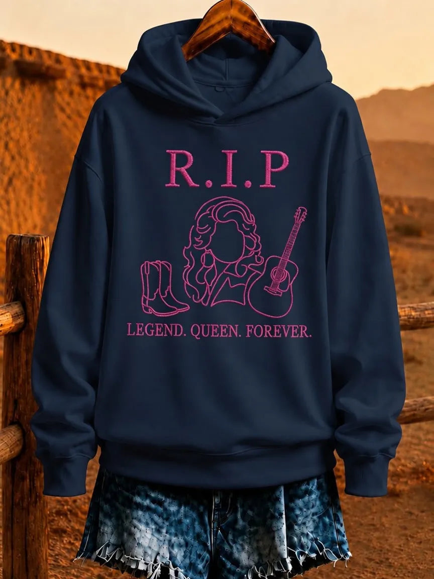 Women'S Rural Queen Commemorative Printed Long Sleeve Hoodie
