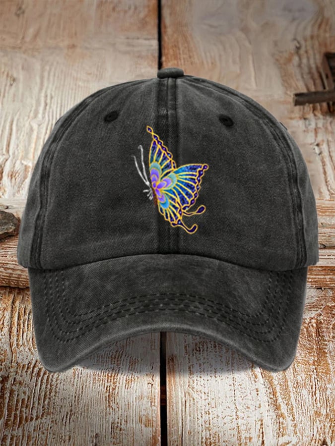 Unisex Distressed Washed Cotton Alzheimer's Awareness Printed Hat