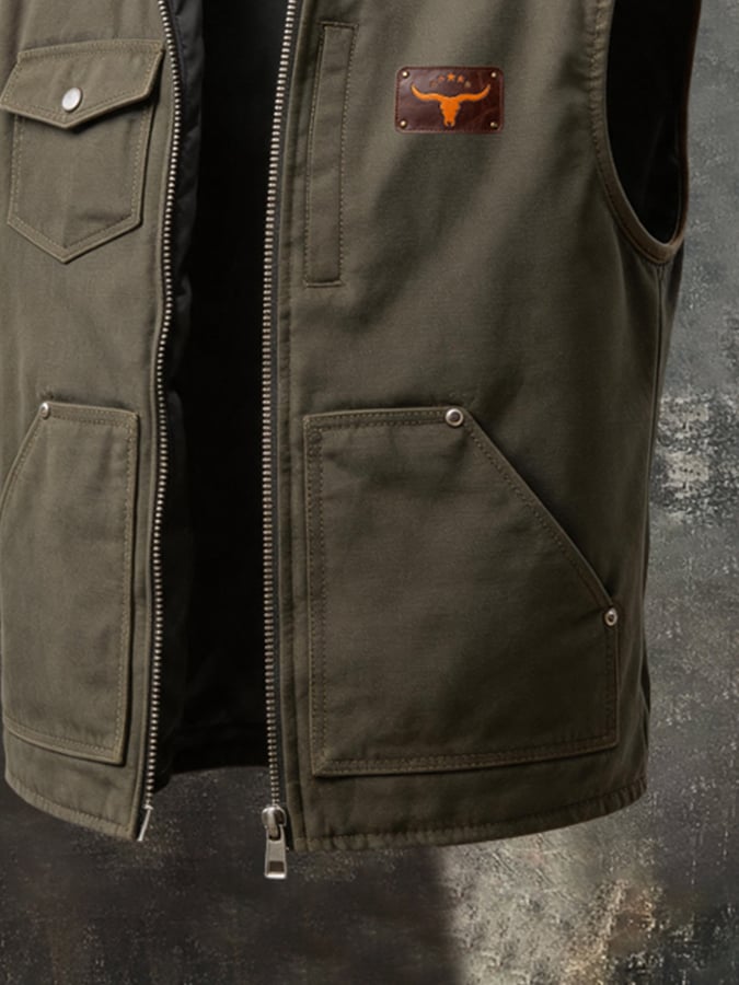 Men's Vintage Multi-Pocket Utility Casual Vest Jacket