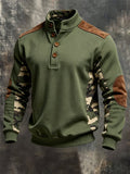 Men's Vintage-Cut Camouflage Stand-Collar Long-Sleeve Sweatshirt