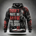 Men's Vintage Washed Distressed Tactical Skull Soldier American Flag Patriotic Gothic Quote Print Hoodie