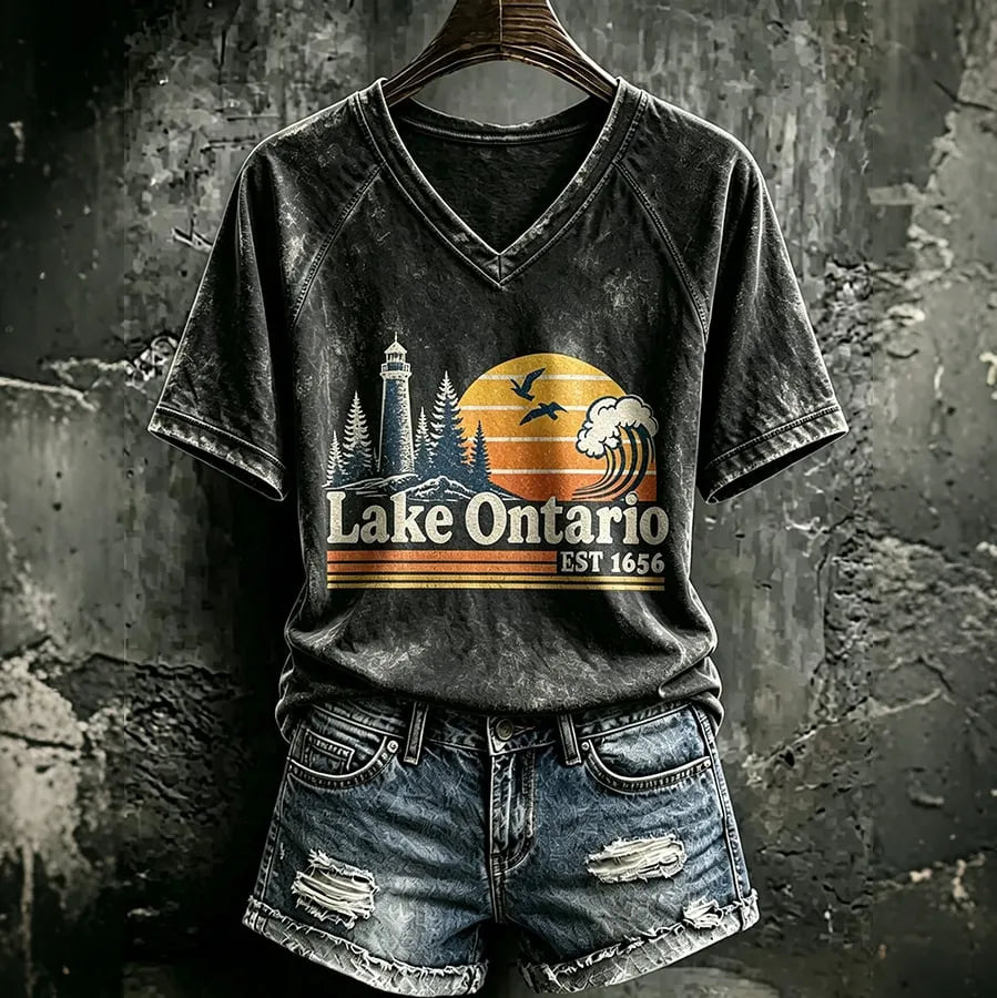 Women's Retro Always Lake Ontario Printed T-shirt