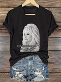 V-Neck Retro I Will Always Love You Print T-Shirt