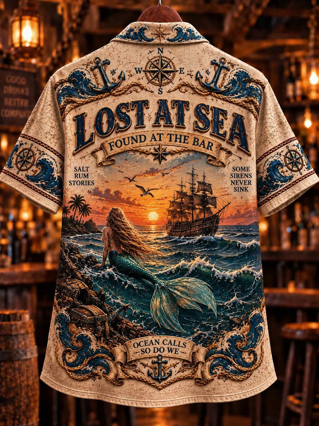 🌊 Ocean Calls So Do We Blonde Mermaid Sunset Hawaiian Shirt ⚓️