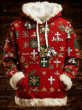Men's Christmas Faith Jesus Cross Print Hooded Sweatshirt