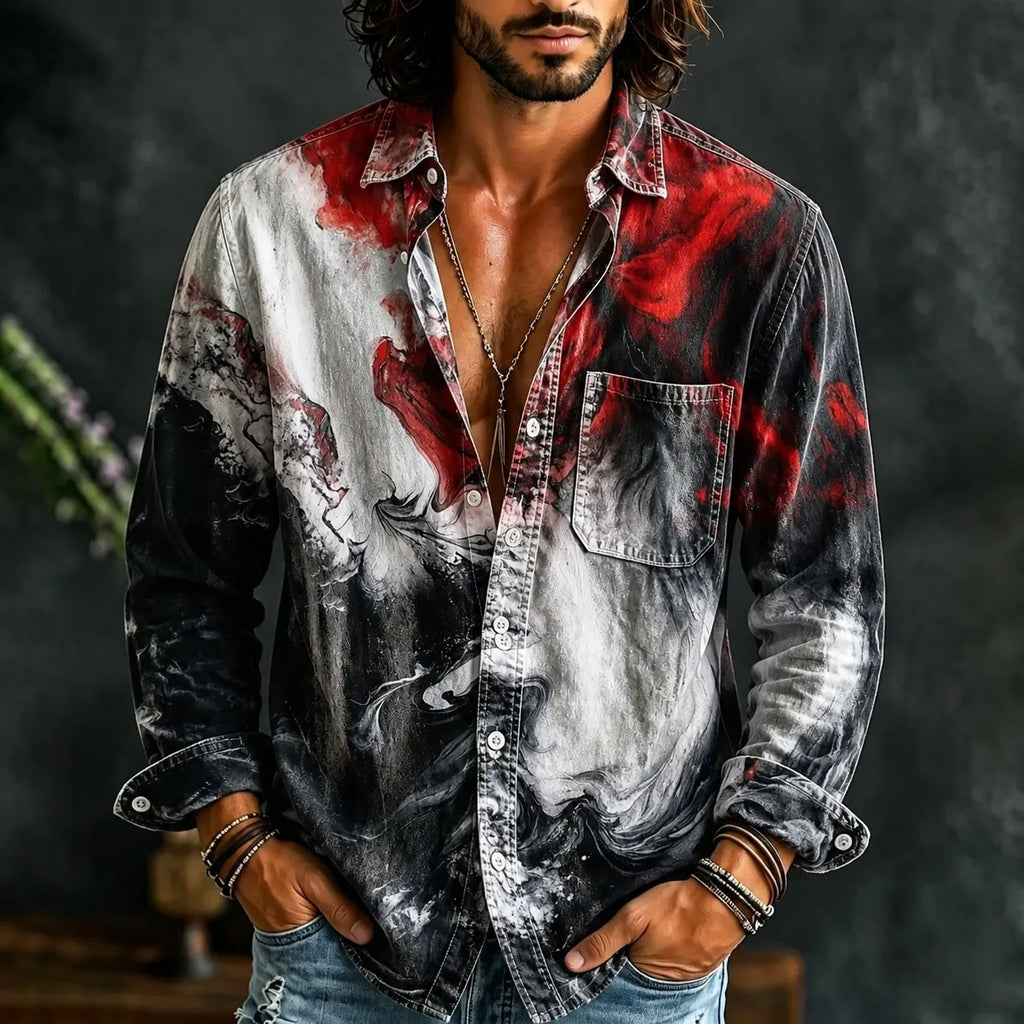Men's Ink Halloween Style Printed Shirt