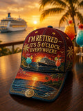 Retirement Tropical Cruise, Cocktail & Island Sunset Baseball Cap
