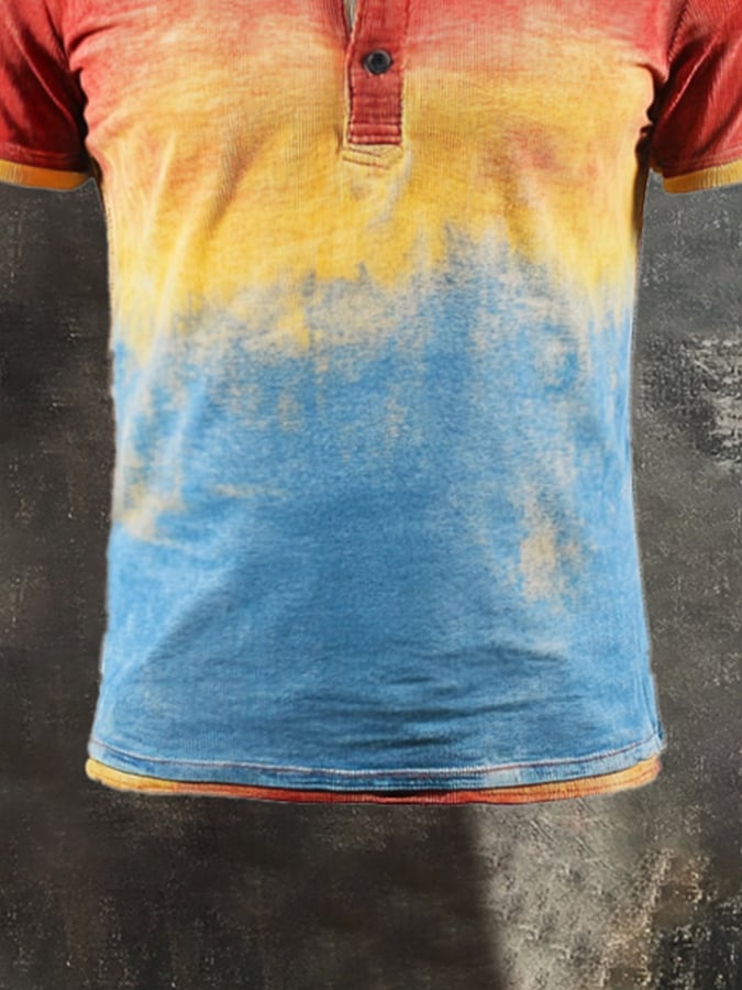 Fashionable, casual short-sleeved polo shirt with color gradient for men