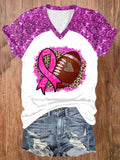 Women'S Sequin Football Casual Print T-Shirt