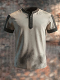 Men's casual waffle henley t-shirt, short sleeve