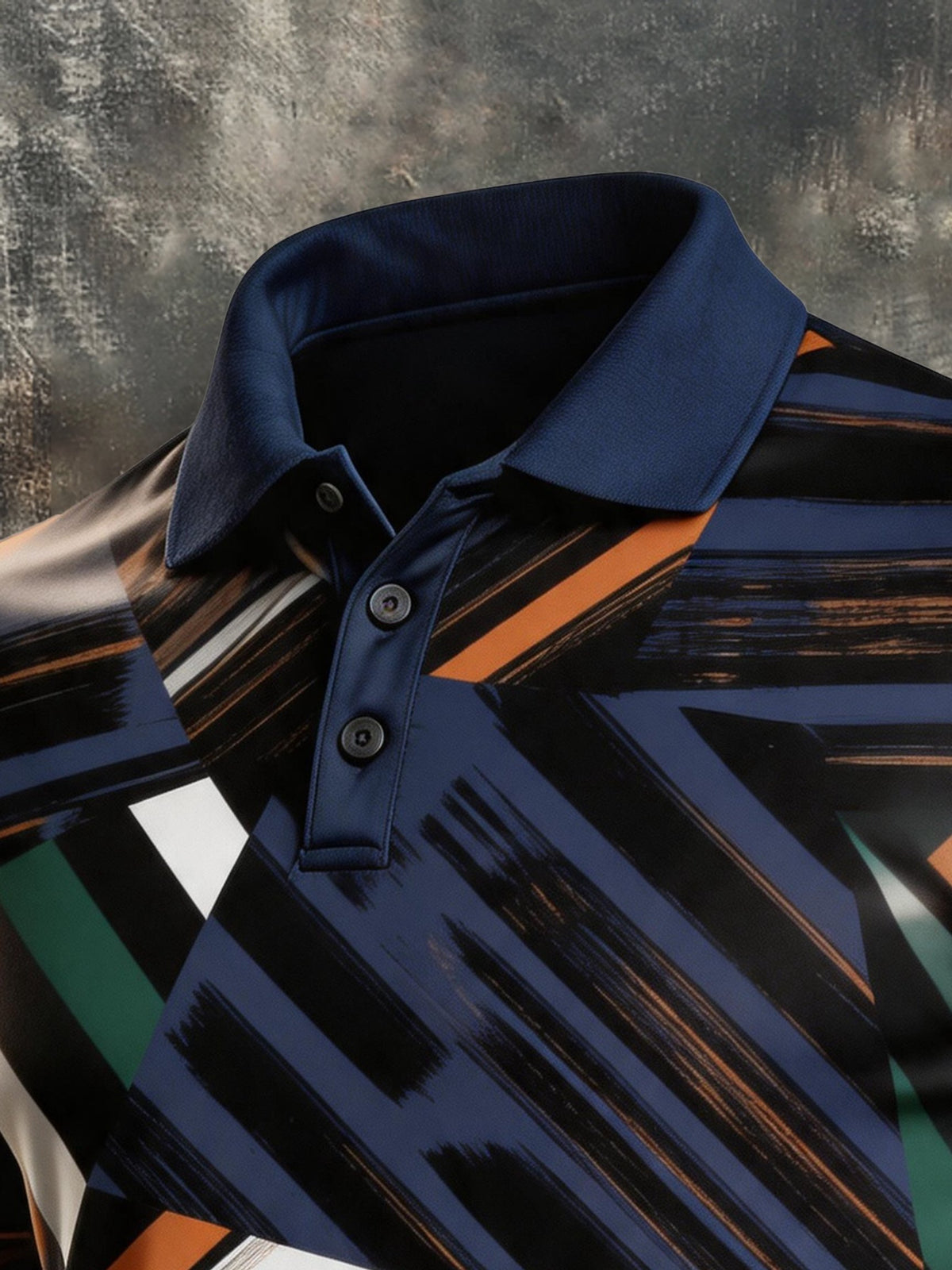 Men's Retro Color-Block Camouflage Short-Sleeve Polo Shirt