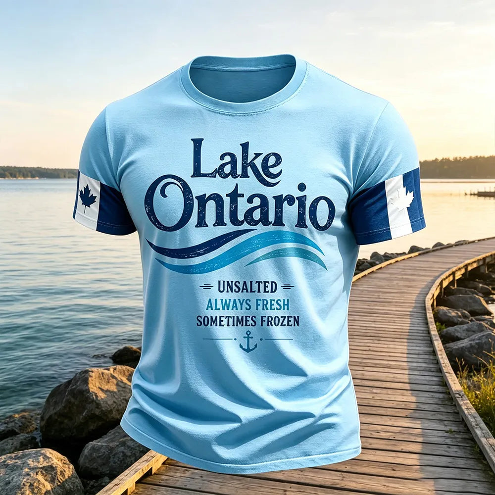 Men's Retro Canada Lake Ontario Printed T-shirt