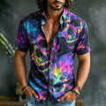 Men's Retro Halloween Skull Print Casual Shirt