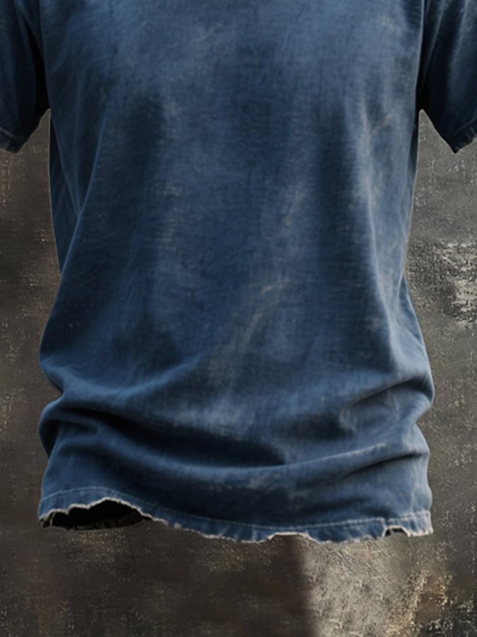 Men's Retro Washed Basic Casual Round Neck Short Sleeve T-Shirt