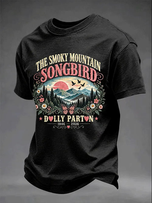 Men's Country Music Legend Tribute Print Round Neck T-shirt