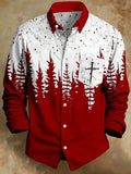 Men's Christmas Faith Print Long Sleeve Pocket Shirt