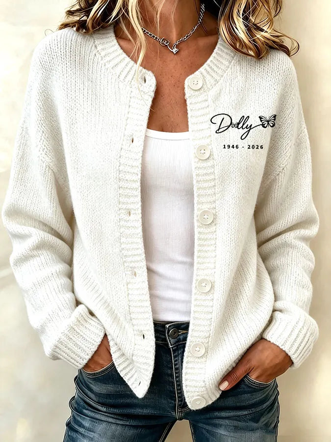Women'S Commemorative Printed Knitted Cardigan