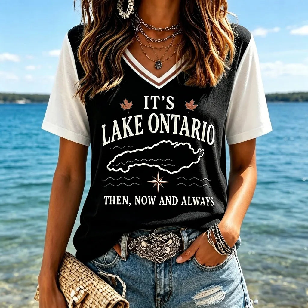 Women's "it's Lake Ontario. Then, Now And Always" V-neck T-shirts