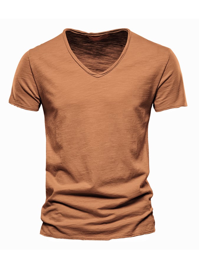 Men's Basic Casual Cotton V-Neck Short Sleeve T-Shirt