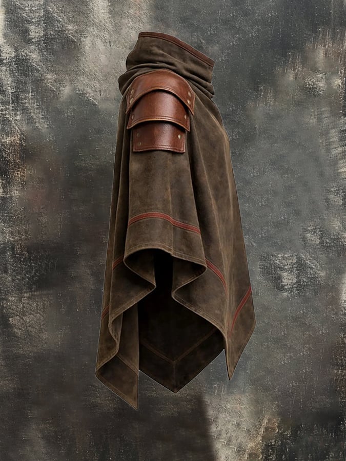 Men's Vintage Faux Suede Fleece-Lined Warm Cape/Cloak