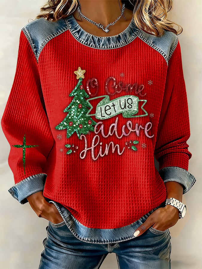 Women's Christmas Faith Print Casual Sweatshirt
