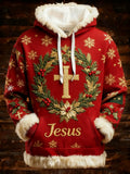 Men's Christmas Faith Jesus Cross Print Hooded Sweatshirt