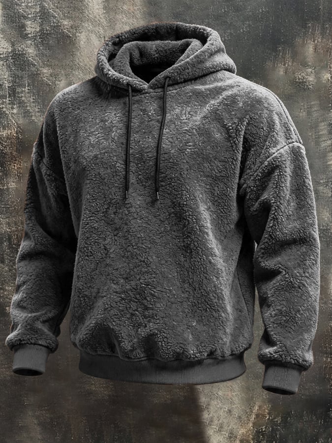 Men's Retro Warm Coral Fleece Hoodie