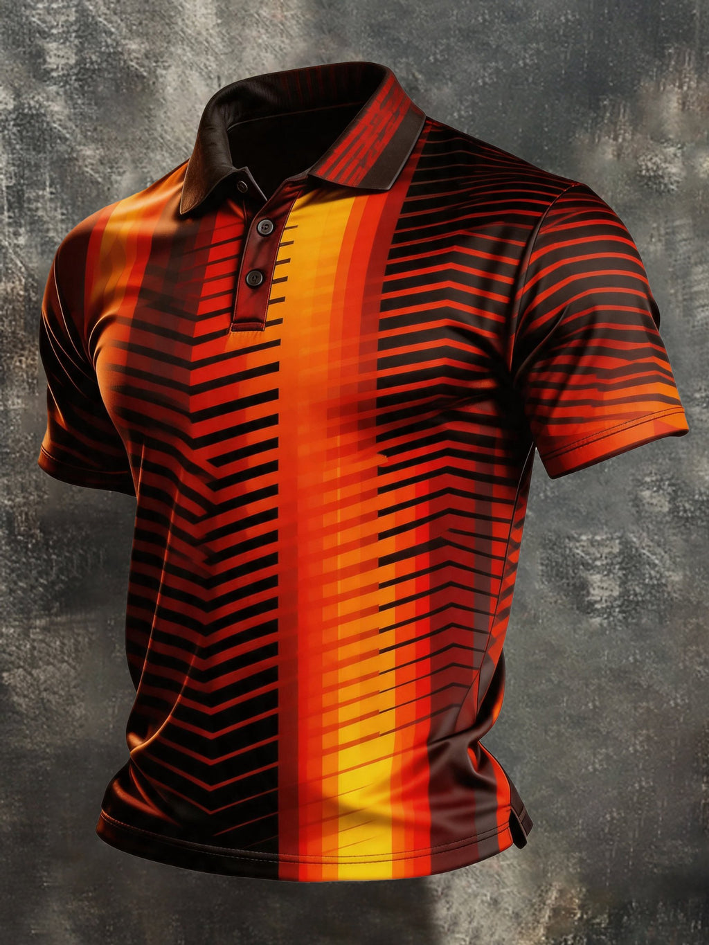 Men's Retro Color-Block Short-Sleeve Polo Shirt