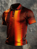 Men's Retro Color-Block Short-Sleeve Polo Shirt