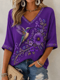 Women's Alzheimer's Awareness Support Casual V-Neck T-Shirt