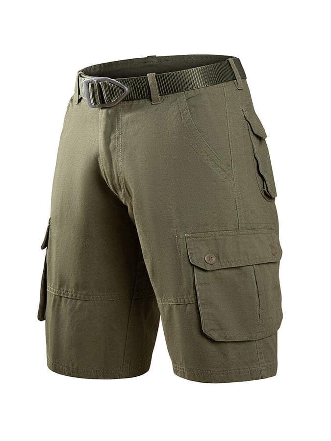 Men's Vintage Outdoor Cotton Plaid Woven Functional Work Shorts