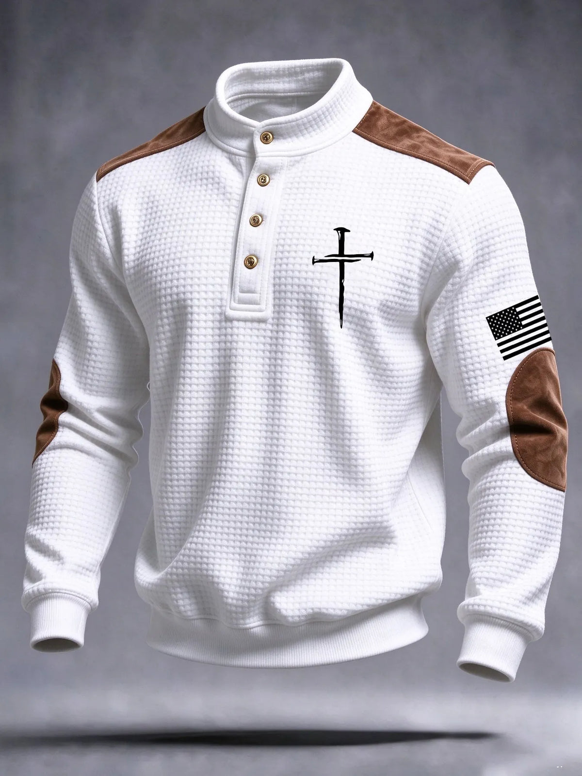 Men's Faith Cross Printed Waffle Sweatshirt