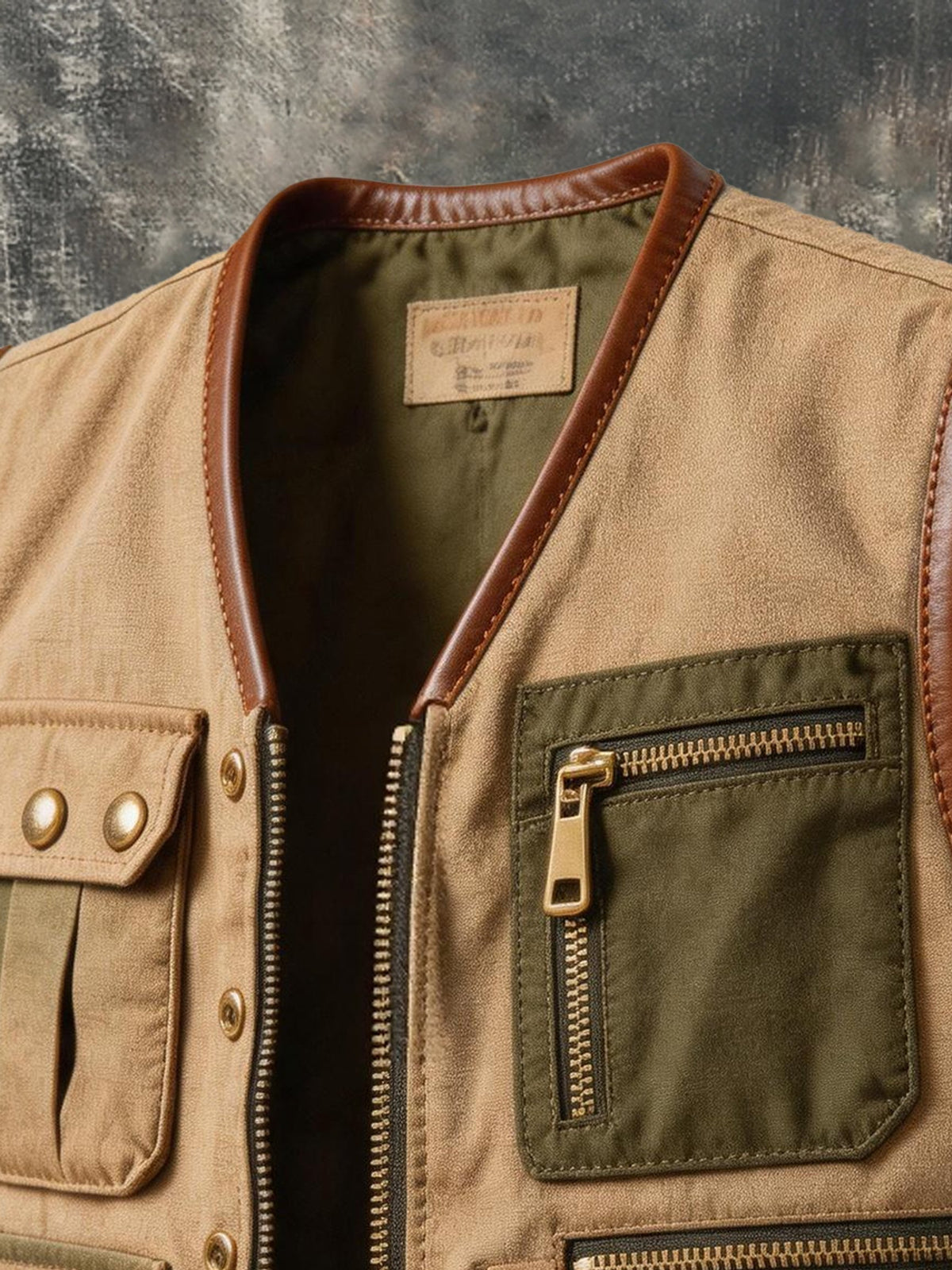 Men's Vintage Outdoor Multi-Pocket Utility Vest Jacket