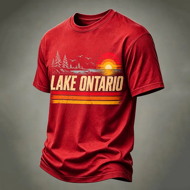 Men's Lake Ontario Printed Casual Crew Neck T-shirt