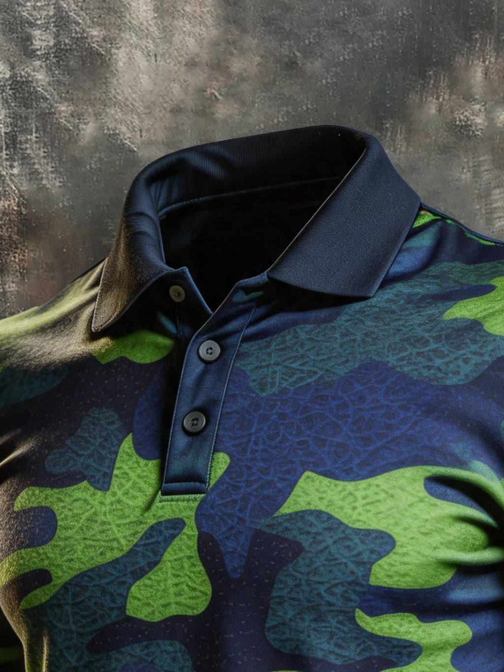 Men's Retro Color-Block Long-Sleeve Polo Shirt