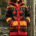 Women's Dark Expression Christmas Tree Halloween Print Hooded Cardigan