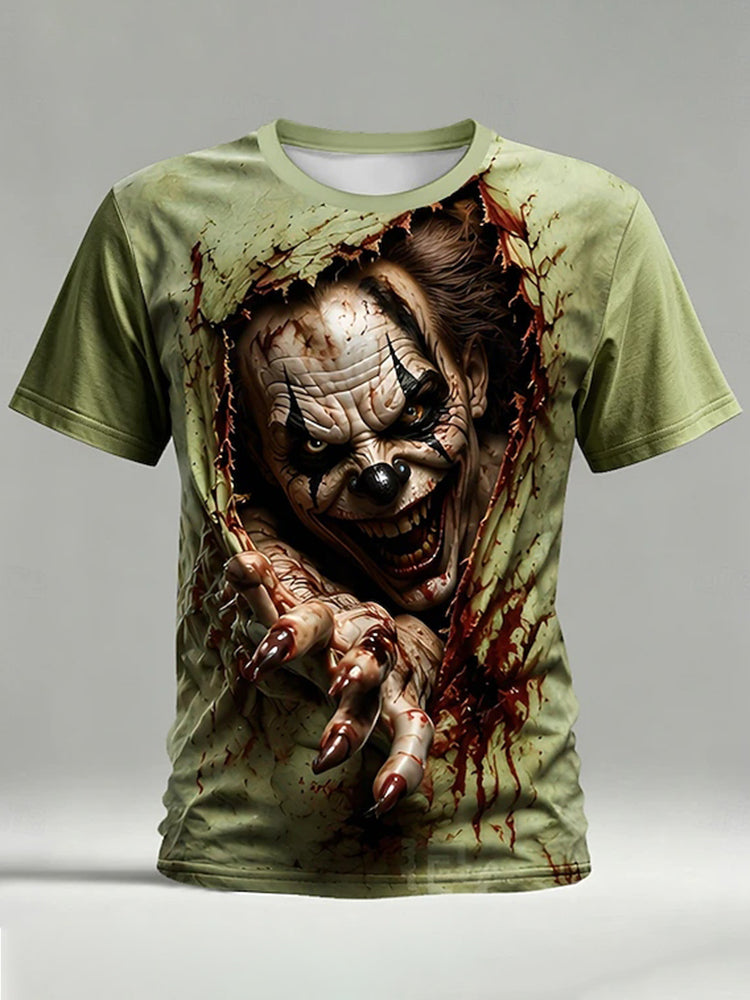 Halloween Men's Optical Illusion Creepy Clown 3d T-shirt